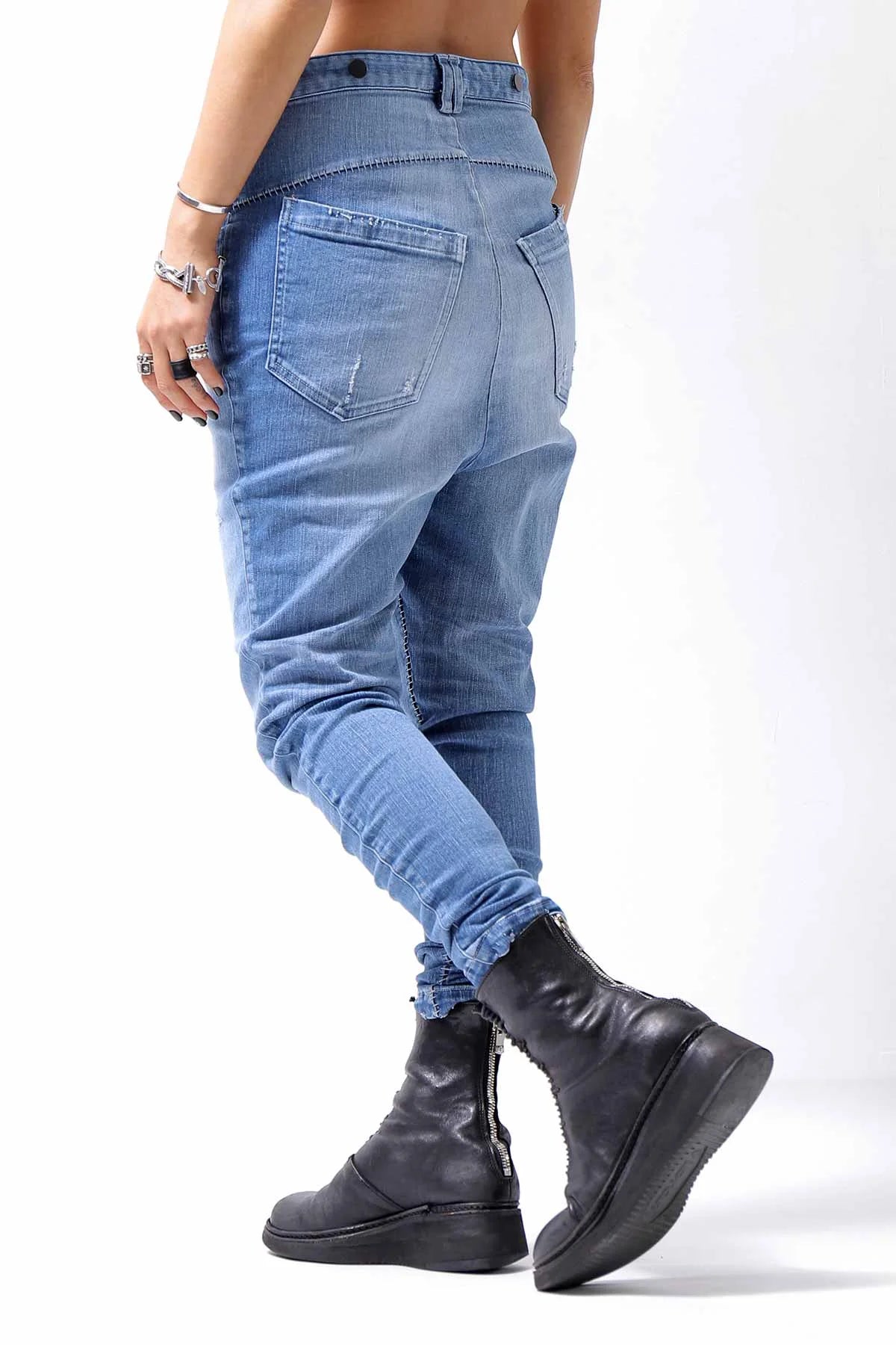 【bajra】 UNISEX WASHED STRETCH DENIM PANTS 141QP01_BLUE WASH