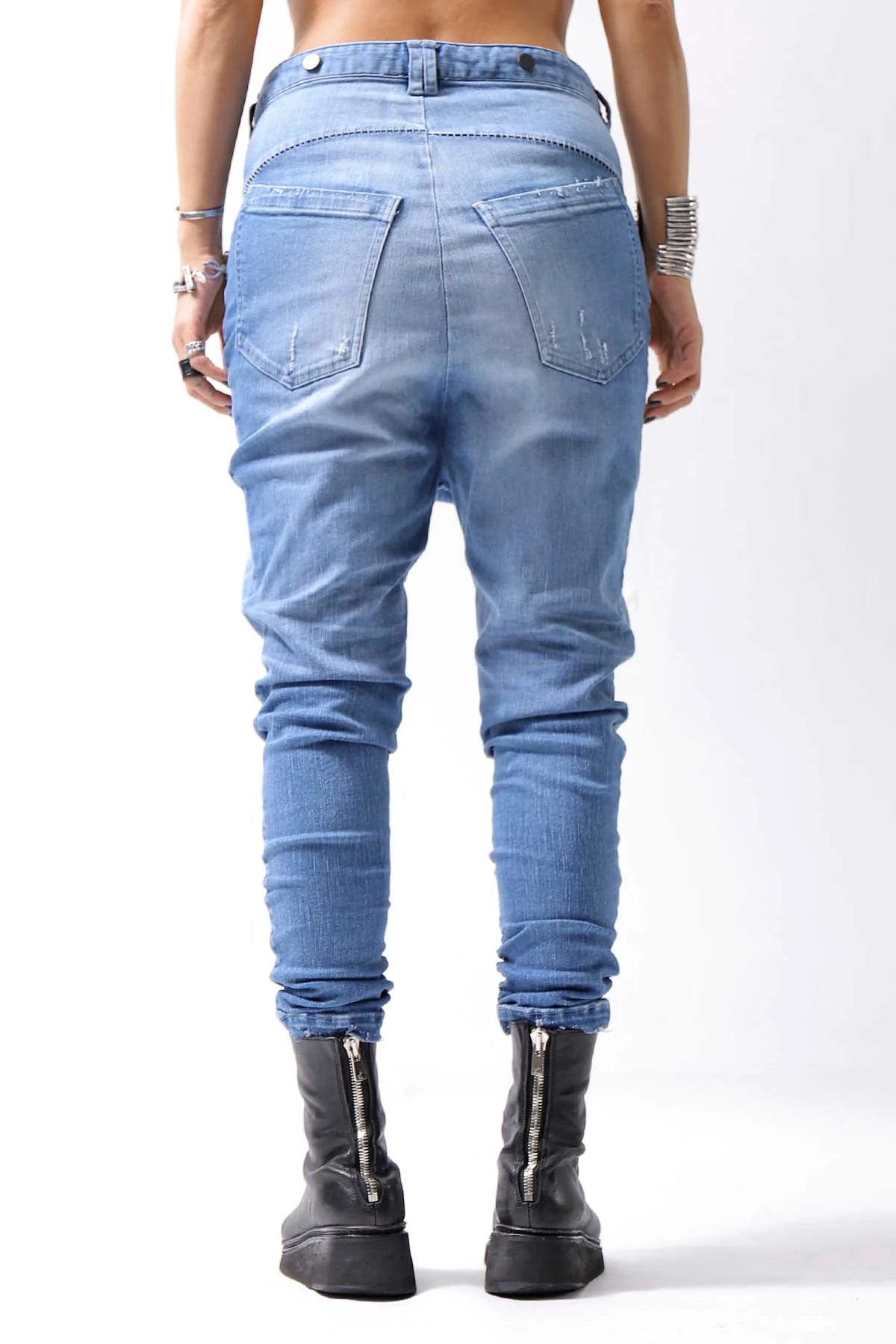 【bajra】 UNISEX WASHED STRETCH DENIM PANTS 141QP01_BLUE WASH