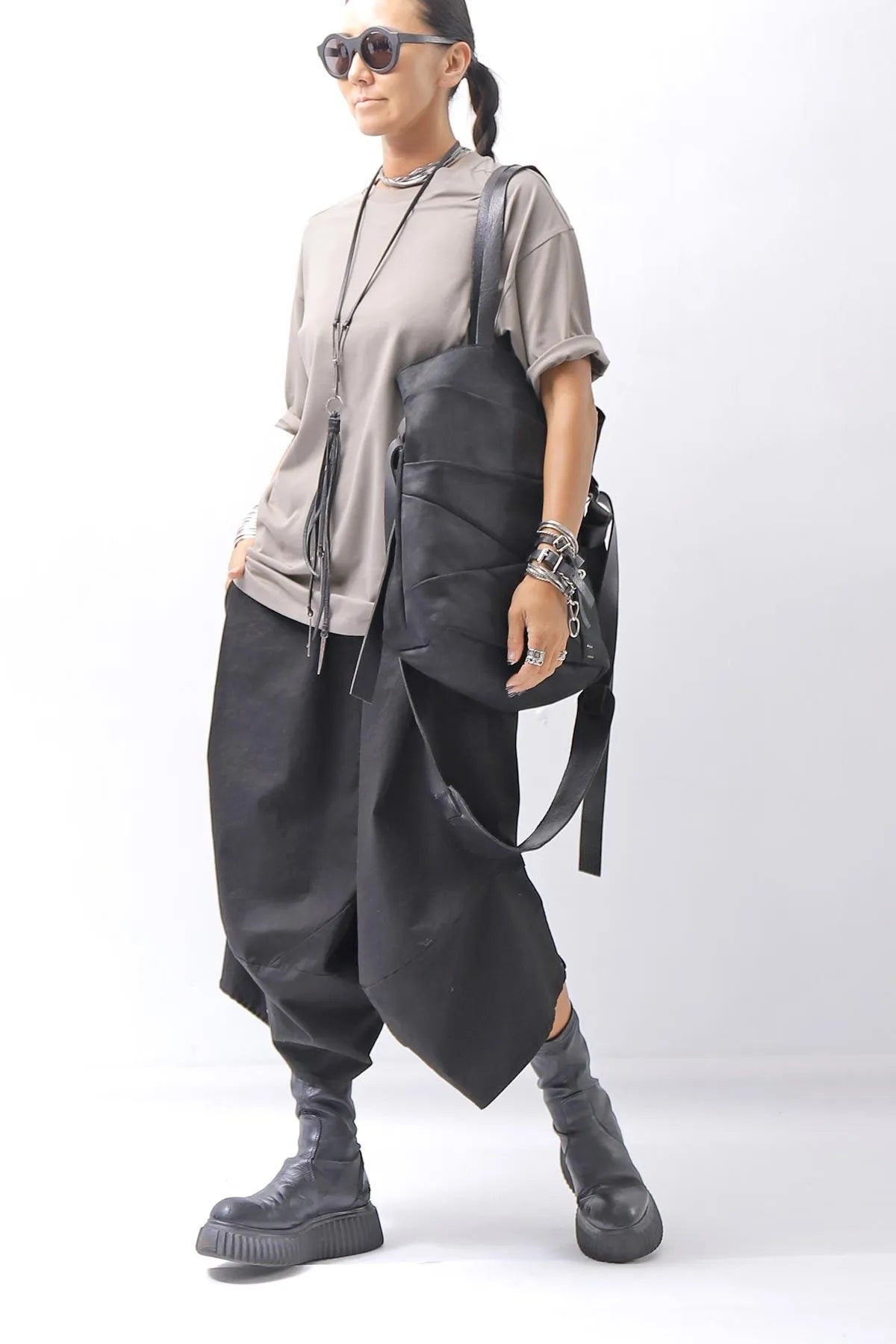 【DANIELE BASTA】 UNISEX 2WAY PATCHWORK SHOULDER BAG_BLACK