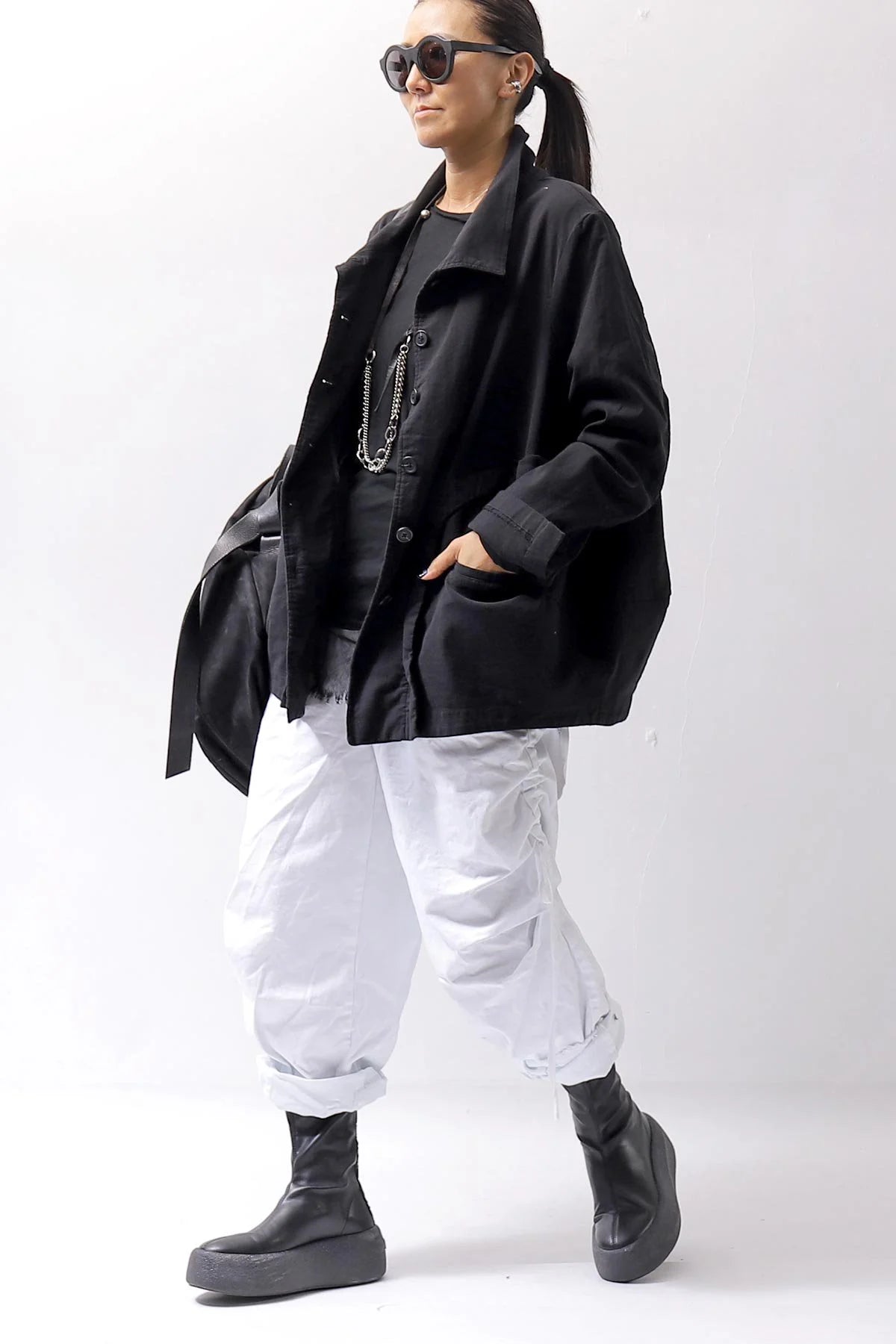 【sanctamuerte】 UNISEX SIDE STRING CODE PANTS 319/MM_PURE WHITE