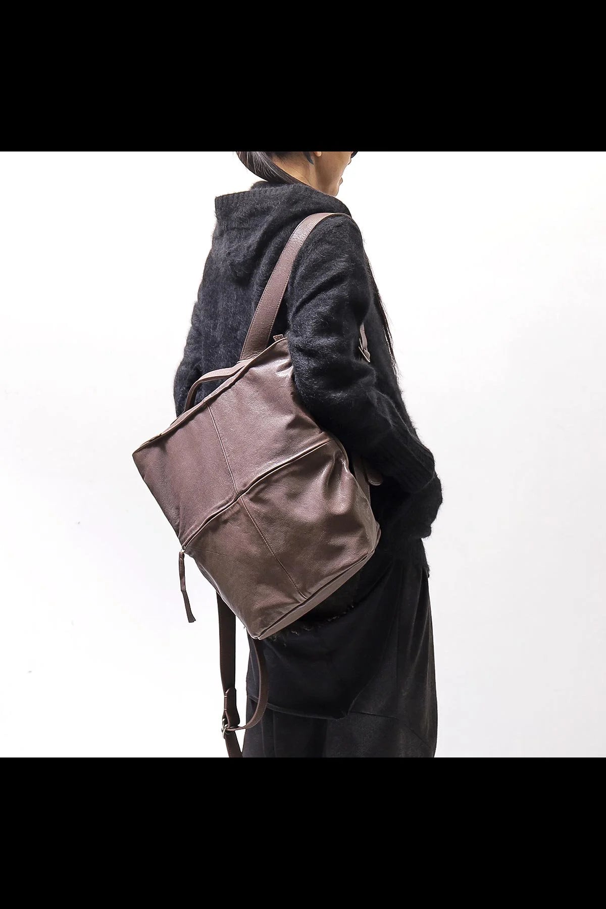 【MIRANDA KALOUDIS】 UNISEX 2WAY CALF LEATHER REGULAR BAG_FANGO