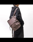 【MIRANDA KALOUDIS】 UNISEX 2WAY CALF LEATHER REGULAR BAG_FANGO