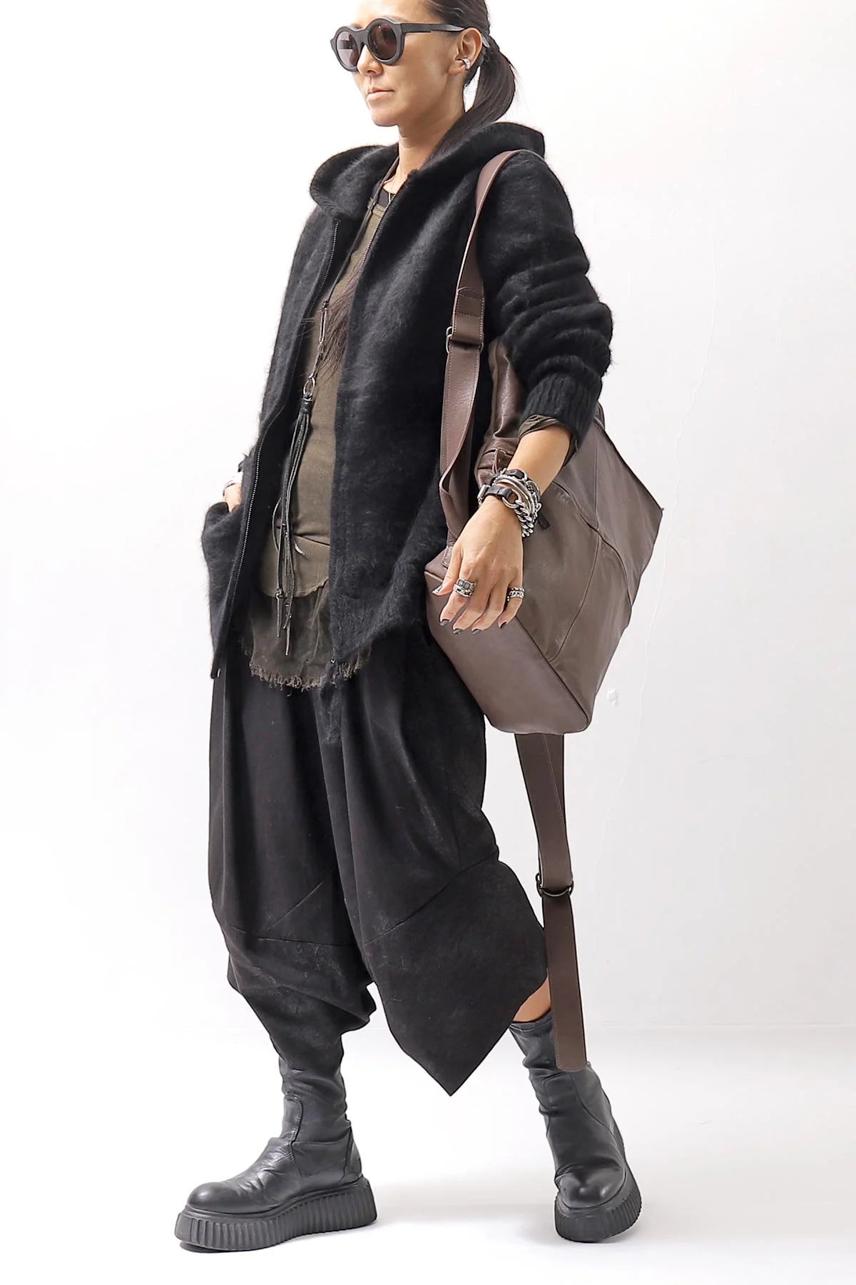 【MIRANDA KALOUDIS】 UNISEX 2WAY CALF LEATHER REGULAR BAG_FANGO