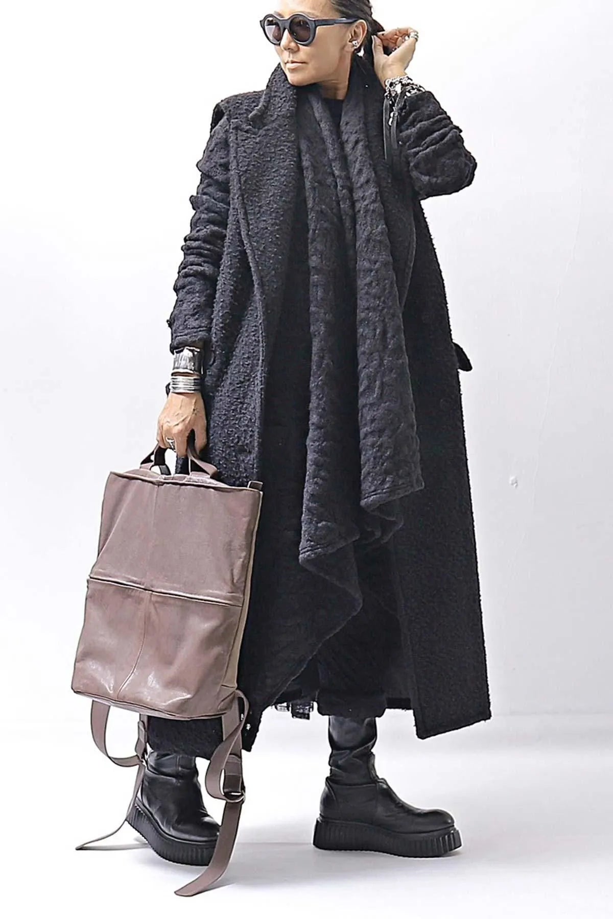 【MIRANDA KALOUDIS】 UNISEX 2WAY CALF LEATHER REGULAR BAG_FANGO