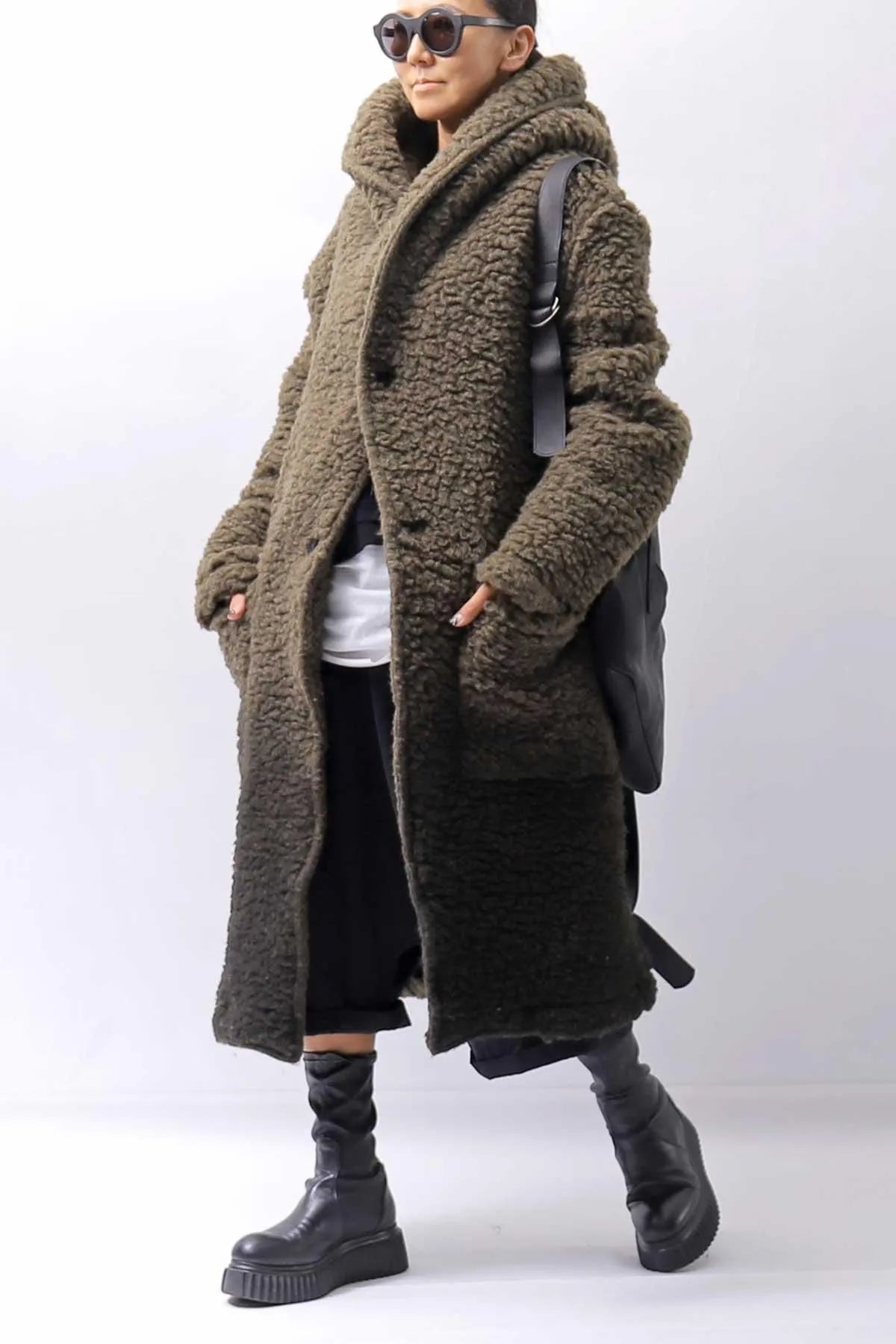 【MIRANDA KALOUDIS】 UNISEX 2WAY WAXED COWHIDE REGULAR BAG_BLACK