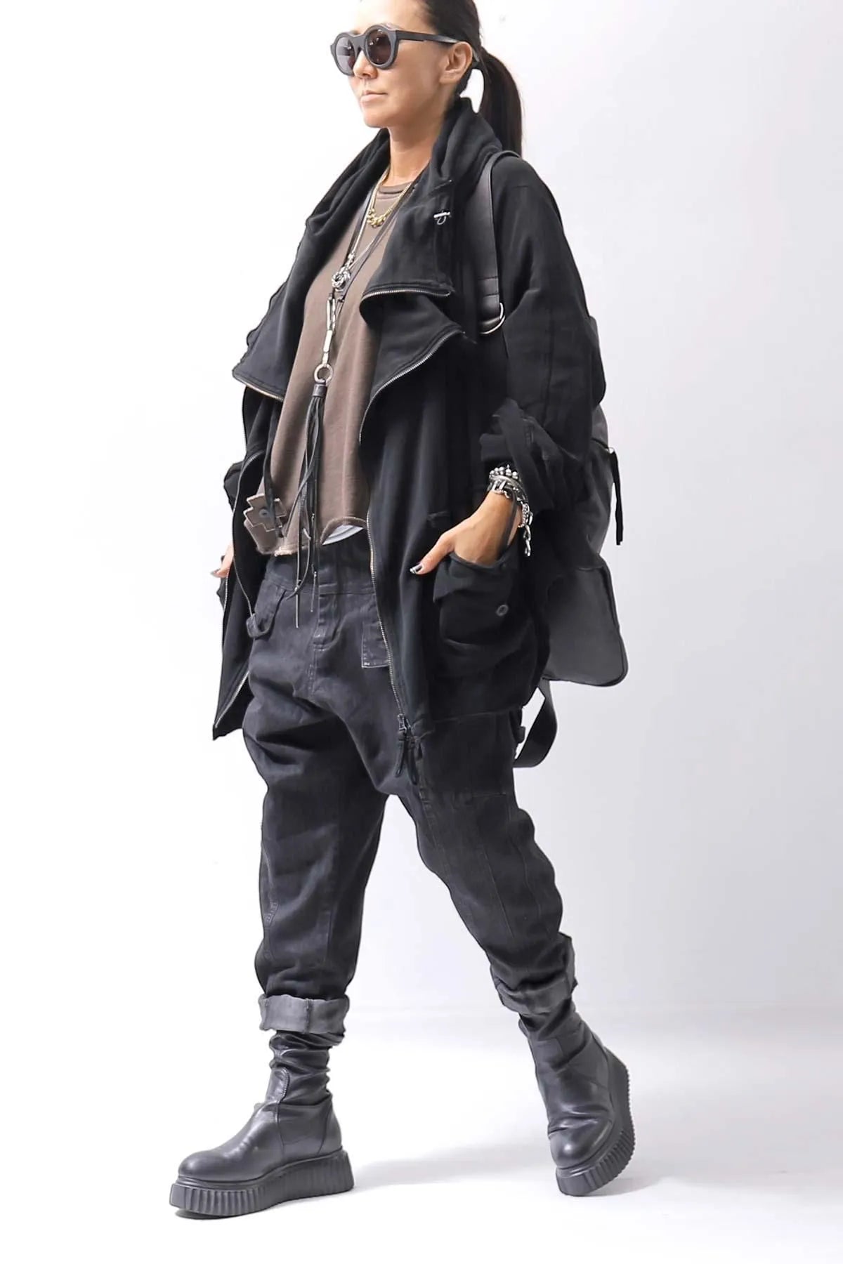 【MIRANDA KALOUDIS】 UNISEX 2WAY WAXED COWHIDE REGULAR BAG_BLACK