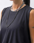 【GOTI】 BLACK AGATE & MICRO SILVER SEQUIN NECKLACE_CN1181