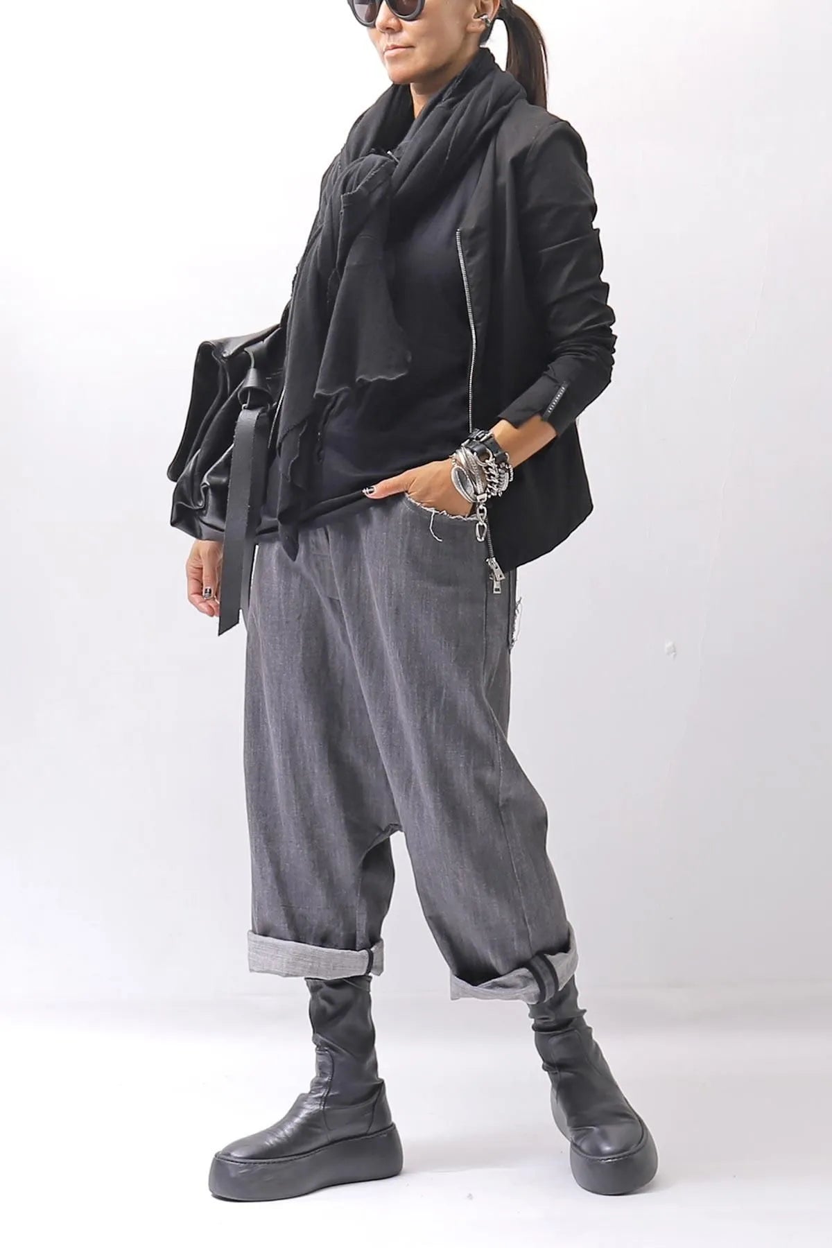 【studio b3】 UNISEX COTTON DENIM BOX SALLOUEL PANTS MPB1830_MARENGO(GREY WASH)