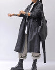 【studio b3】 UNISEX OVERSIZED LONG CARDIGAN SHIRT CB1298_GRAPHITE BLACK