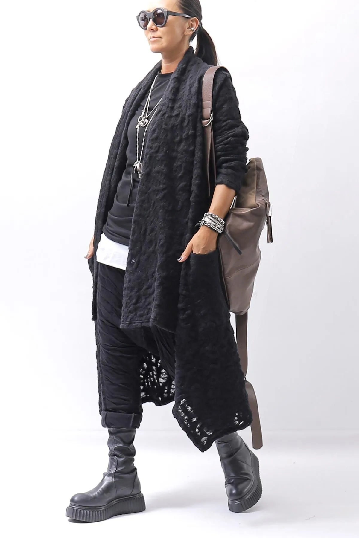 【AGL】 STRETCH LEATHER SNEAKER BOOTS MIDI STRETCH