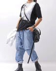 【Alès Dacchia】 BACK ZIP FRONT DRAPE LEATHER SNEAKER_BLACK