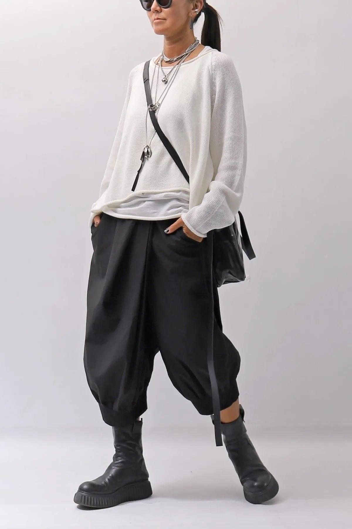 【RUNDHOLZ】 UNISEX FRONT FLAP COTTON RIB PANTS 253 0135_BLACK