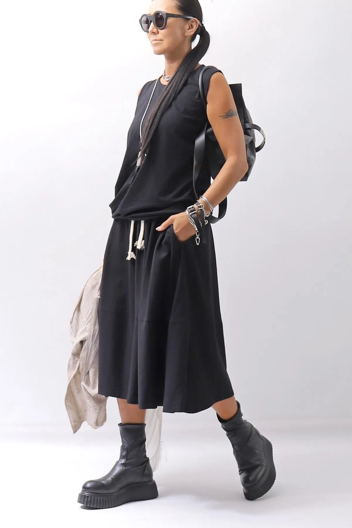 【NOSTRASANTISSIMA】 FRONT BALLOON SKIRT G145_BLACK