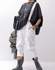 【bajra】 UNISEX FRONT FLAP STRETCH PANTS 148QP02_WHITE
