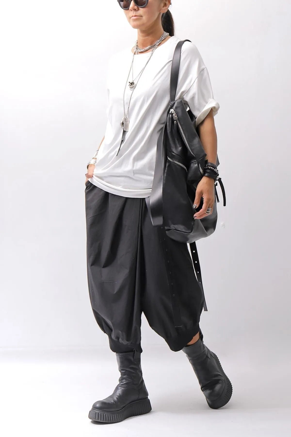 【RUNDHOLZ】 UNISEX FRONT FLAP COTTON RIB PANTS 253 0135_BLACK