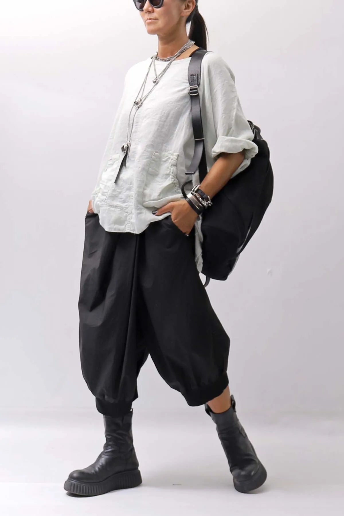 【RUNDHOLZ】 UNISEX FRONT FLAP COTTON RIB PANTS 253 0135_BLACK