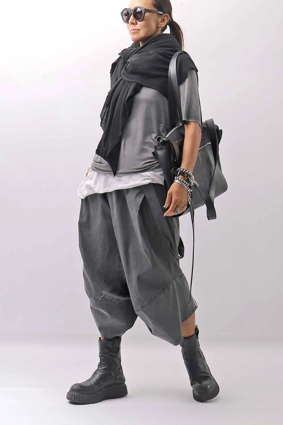 【Primordial is Primitive】 UNISEX ASYMMETRY PANTS 722AL_GREY WASH