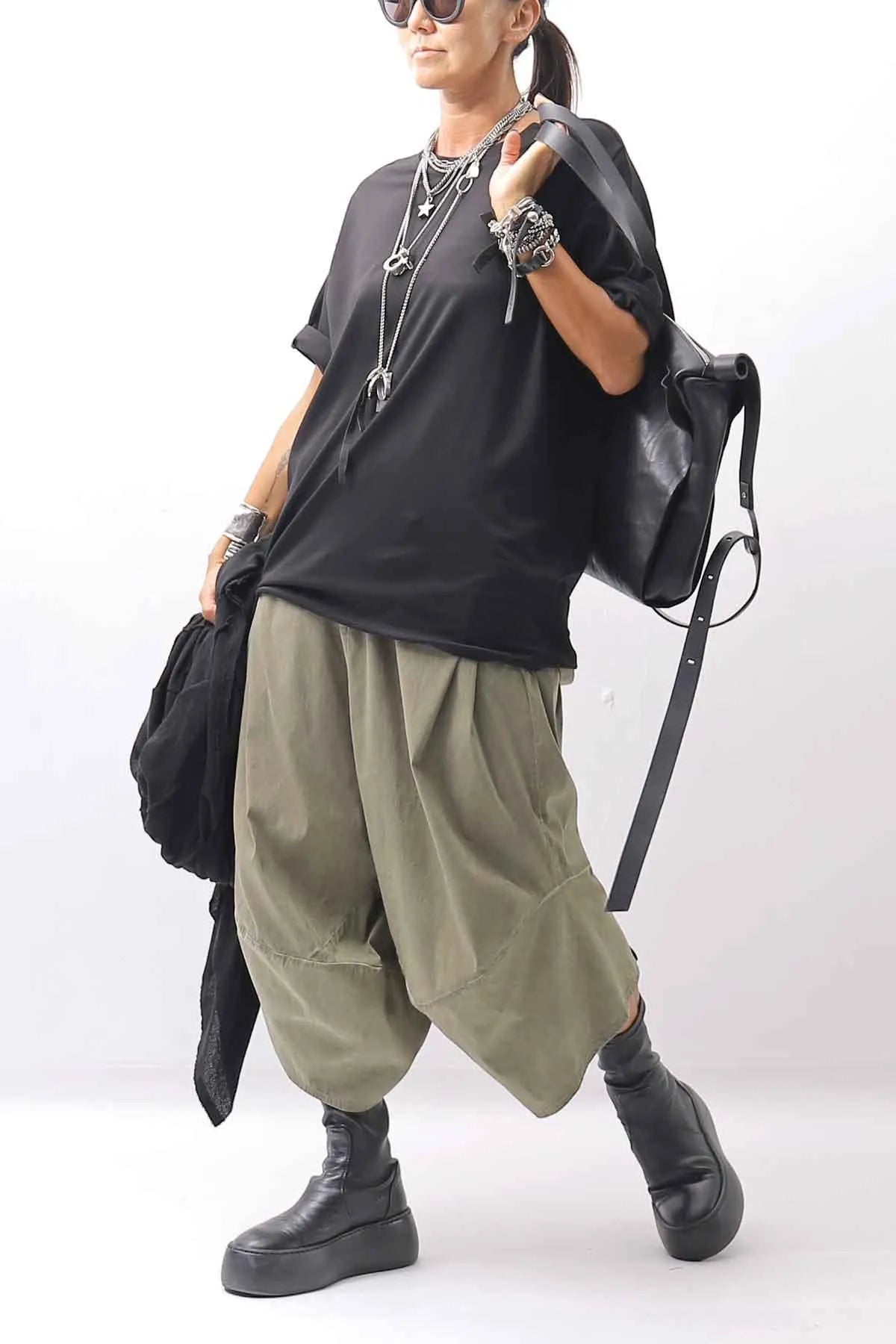 【Primordial is Primitive】 UNISEX ASYMMETRY PANTS 722AL_MILITARY