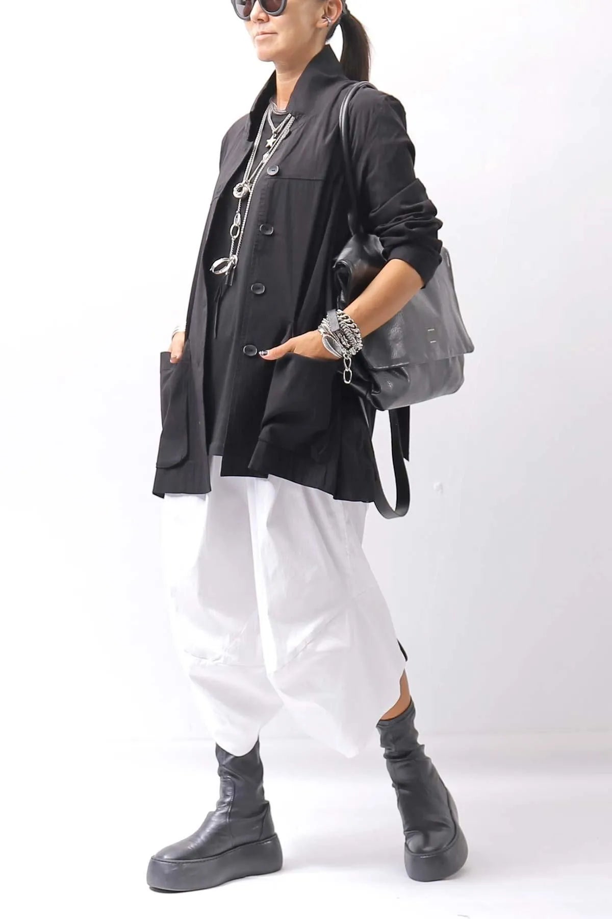 【Primordial is Primitive】 UNISEX ASYMMETRY PANTS 722AL_WHITE