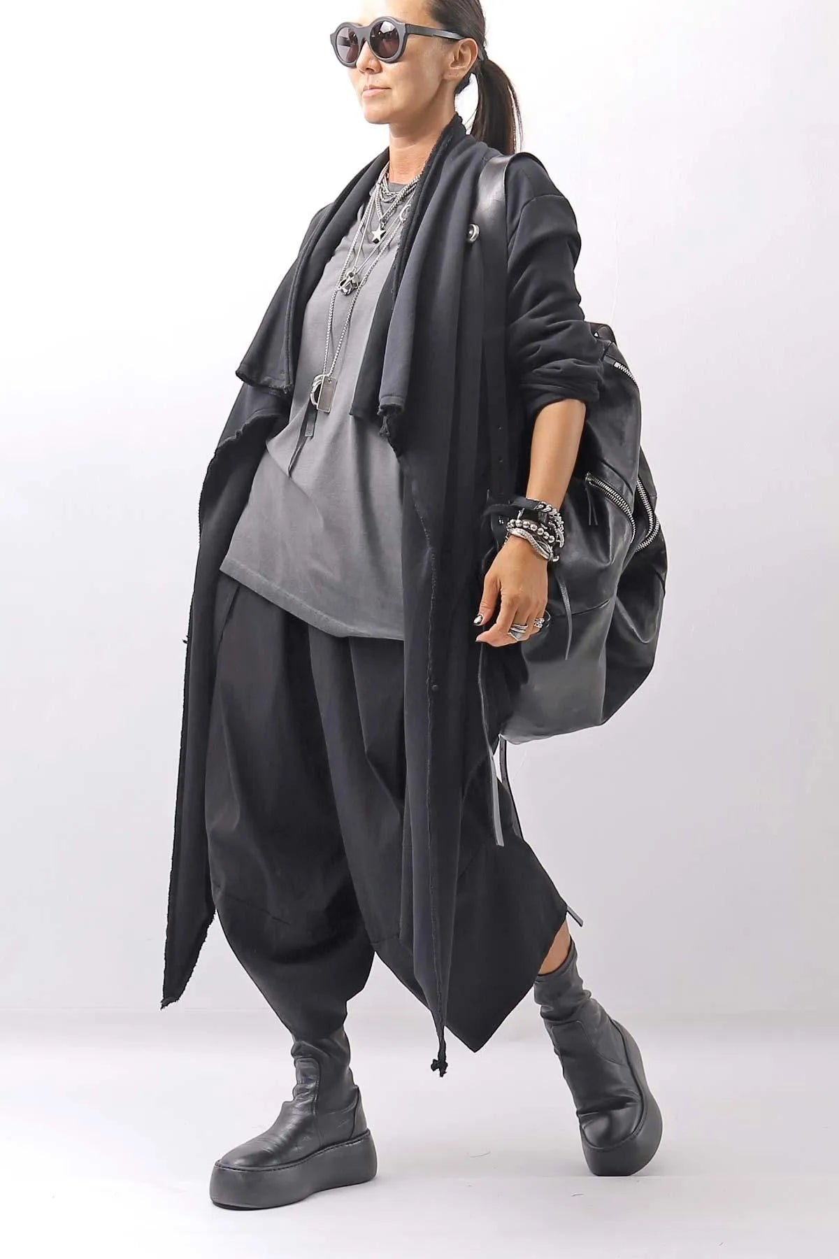 【sanctamuerte】 UNISEX ASYMMETRY SWEAT CARDIGAN_BLACK