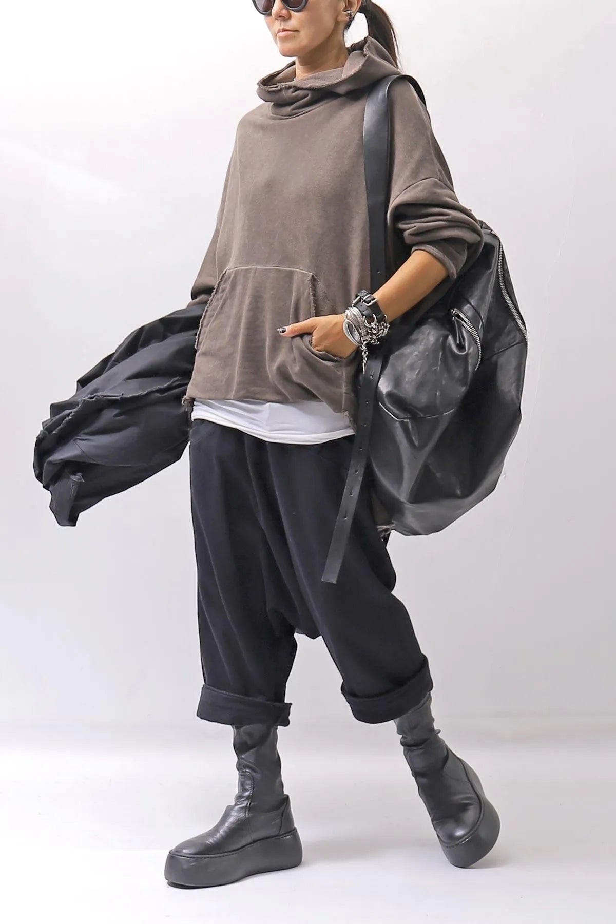 【studio b3】 UNISEX DENIM&amp;SWEAT BOX SARROUEL PANTS RBB1974_BLACK