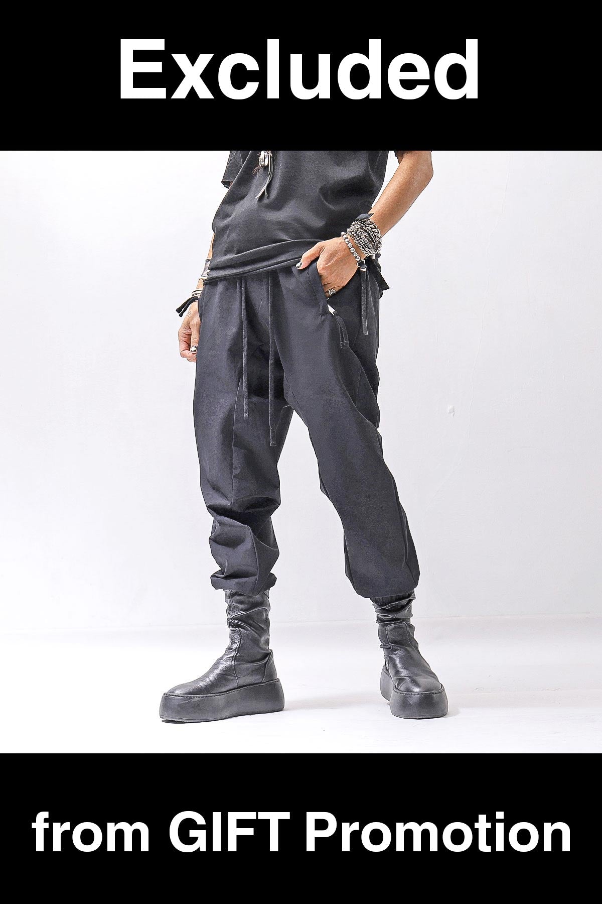 【thom/krom】 UNISEX LIGHT NYLON STRETCH PANTS MP56_BLACK