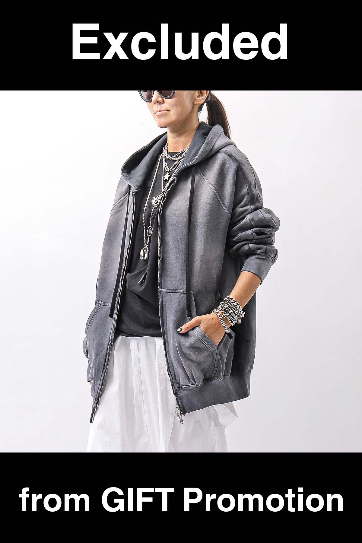 【thom/krom】 UNISEX SWEAT ZIPPED HOODIE MSJ711_GREY STONE WASH SPRAY