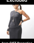 【thom/krom】 STRETCH VISCOSE ONE-SHOULDER TOP WTS630_BLACK