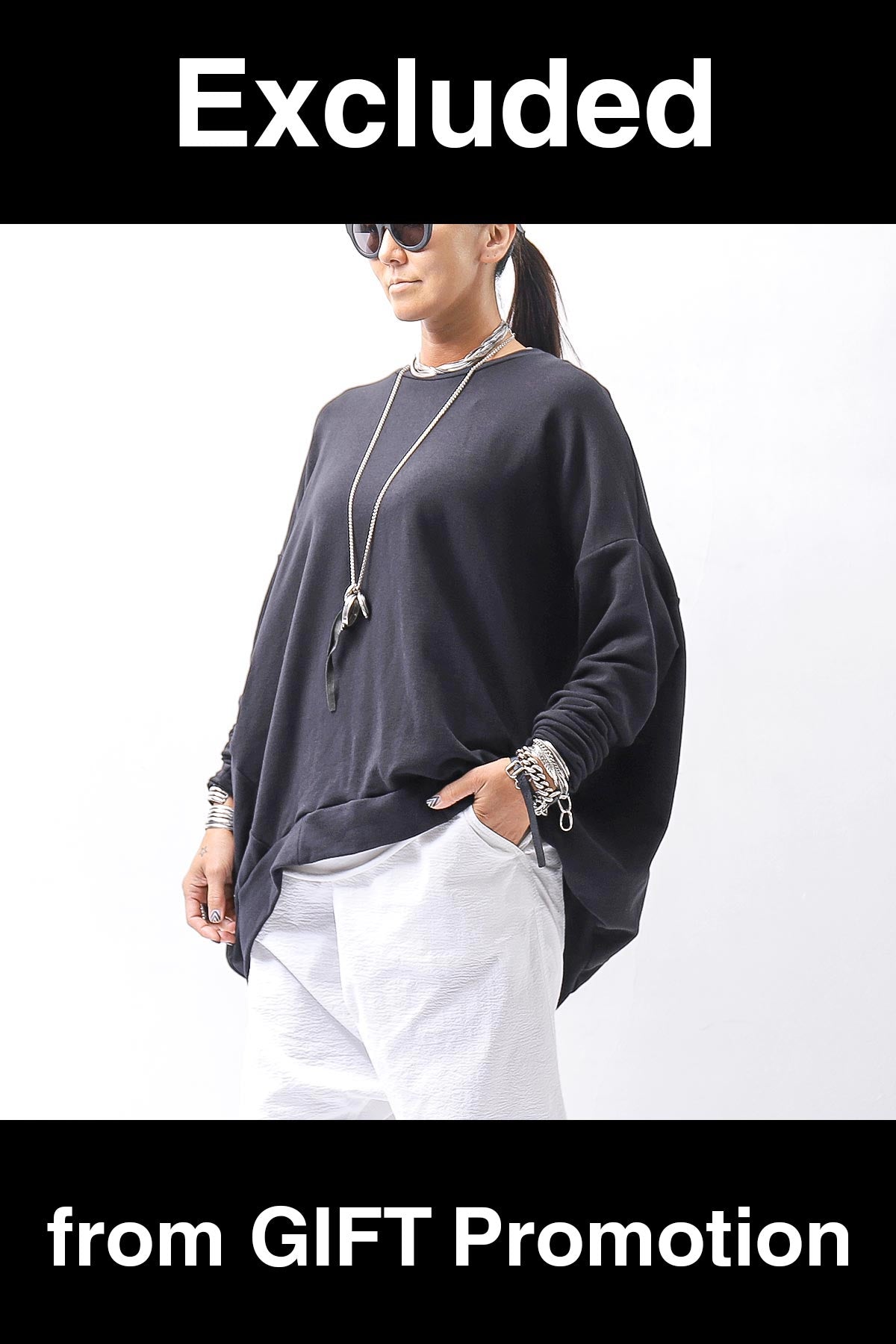 【bajra】 UNISEX BACK DRAPE TOP 154QK02_BLACK