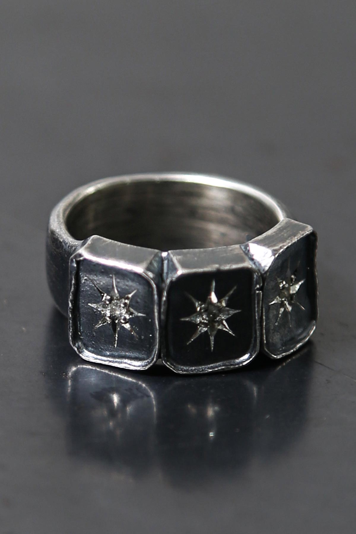 【Rusty Thought】 SQUARE DIAMOND RING 120S-PBR_SIL925+DIAMOND