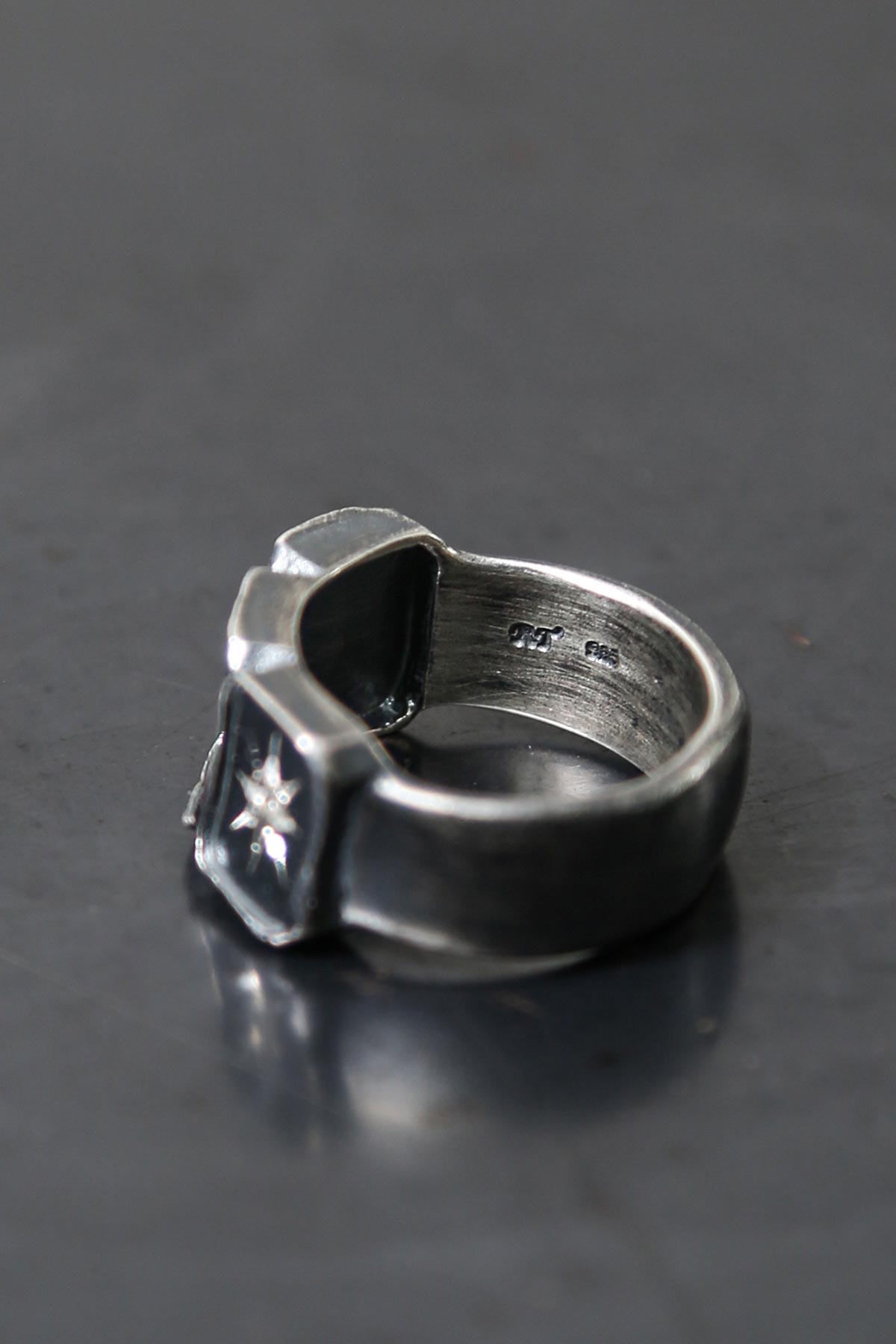 【Rusty Thought】 SQUARE DIAMOND RING 120S-PBR_SIL925+DIAMOND