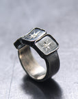 【Rusty Thought】 SQUARE DIAMOND RING 120S-PBR_SIL925+DIAMOND