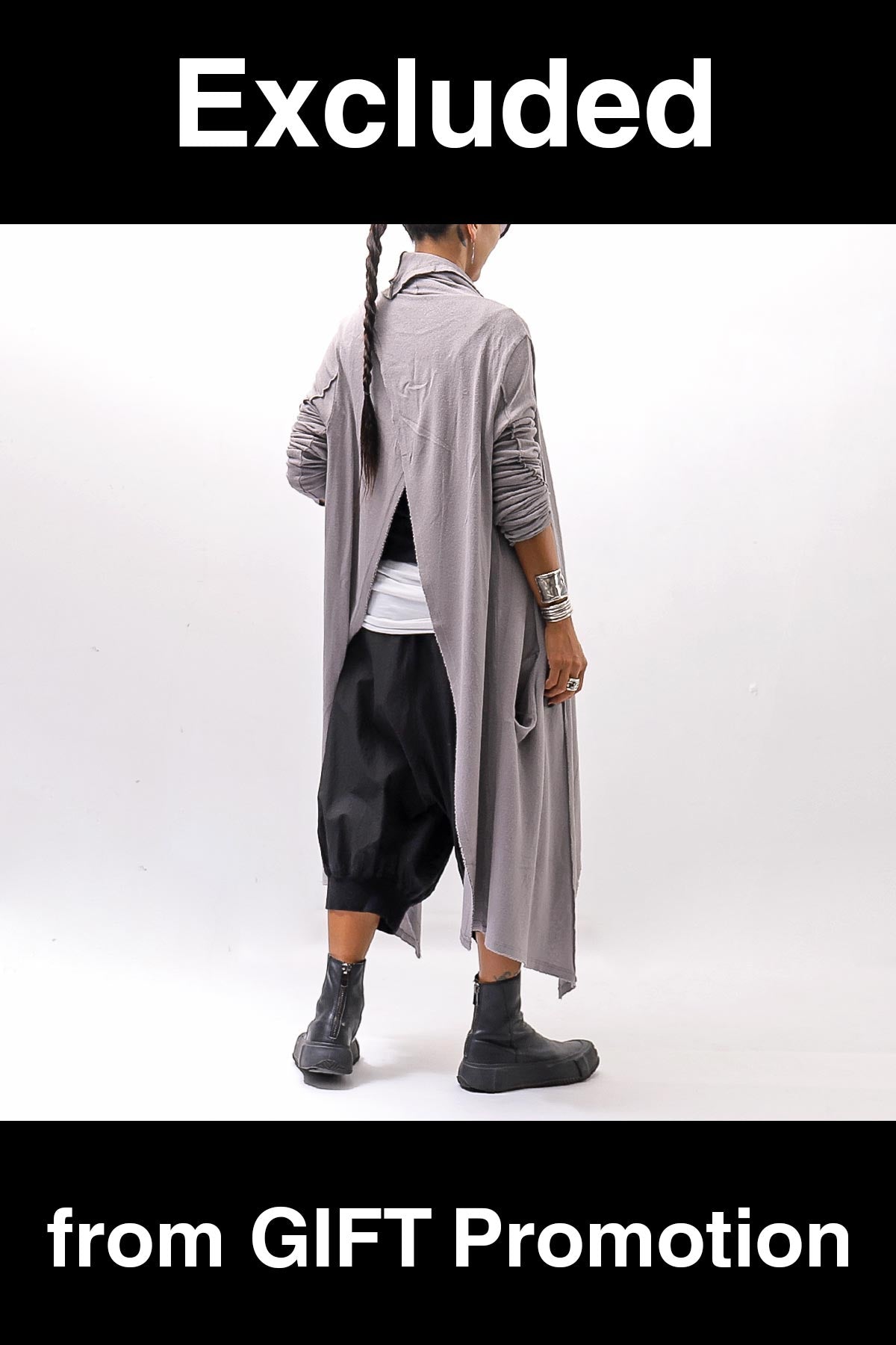 【NOSTRASANTISSIMA】 ASYMMETRY BACK CROSS CARDIGAN TS24_GREY