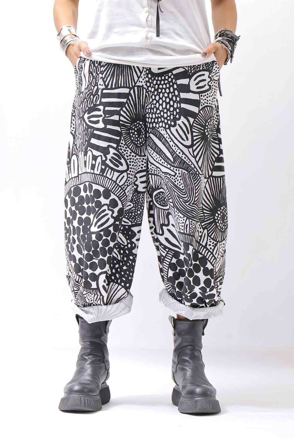 【RUNDHOLZ】 UNISEX ART PRINTED STRETCH PANTS _BLACK PRINT