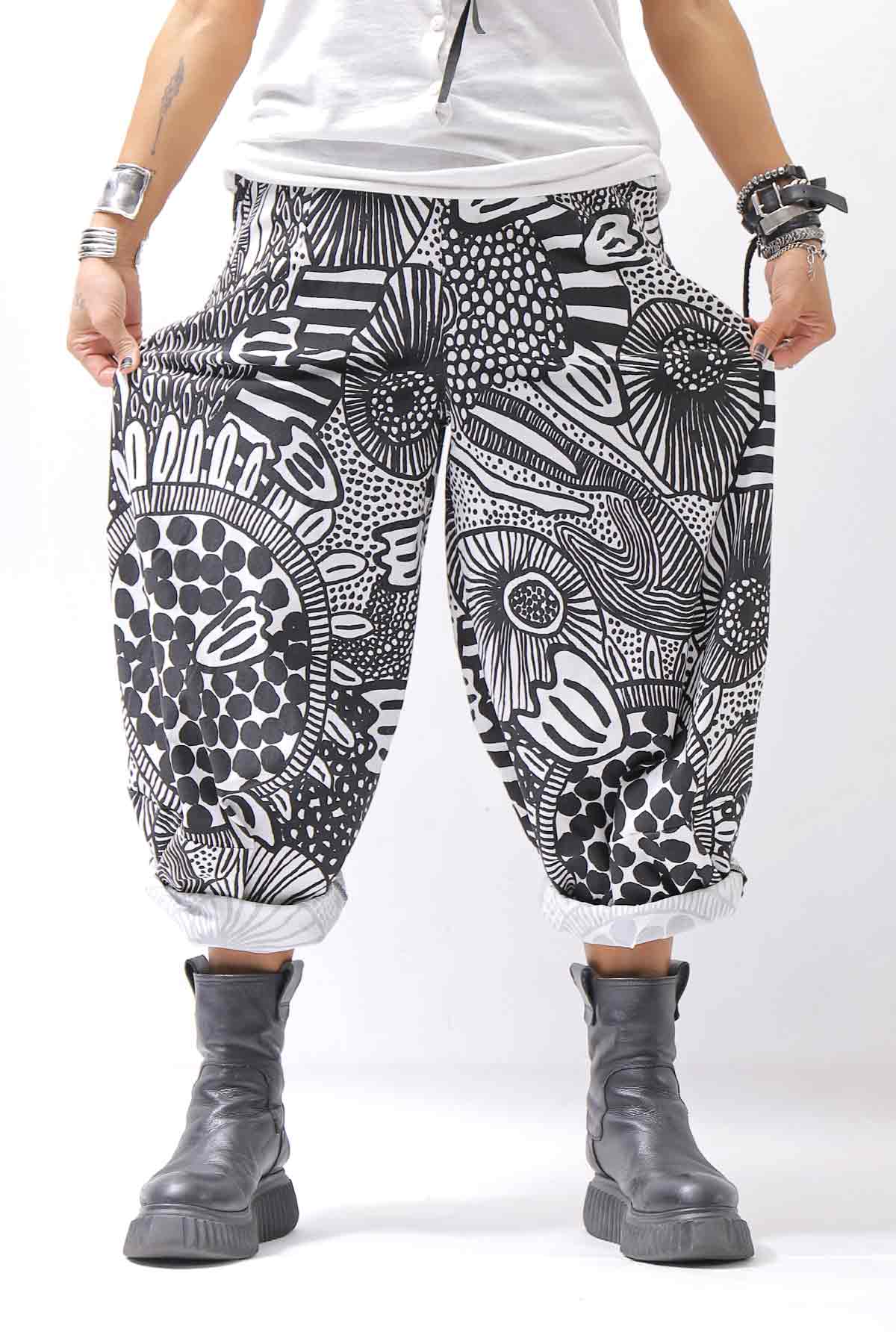 【RUNDHOLZ】 UNISEX ART PRINTED STRETCH PANTS _BLACK PRINT