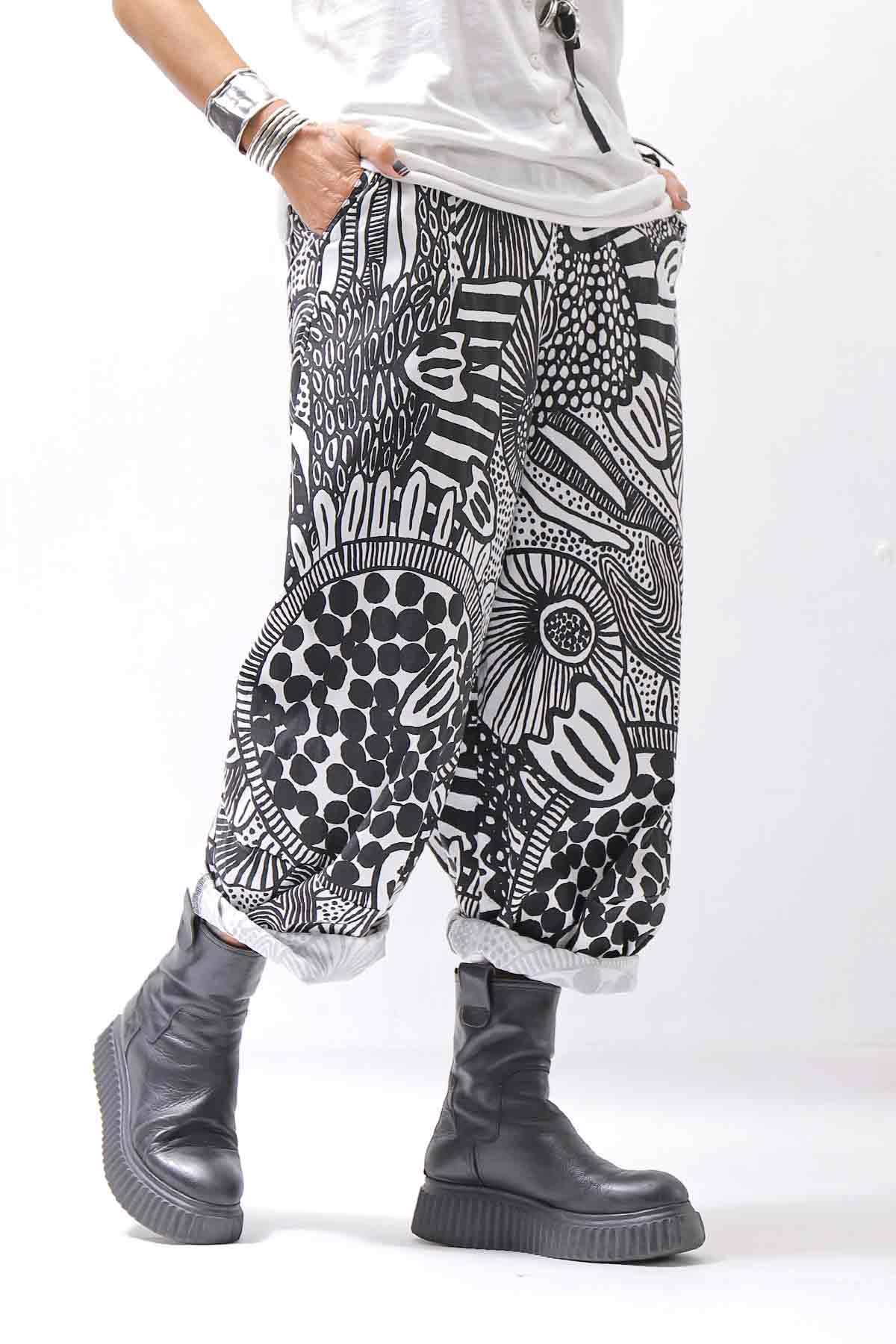 【RUNDHOLZ】 UNISEX ART PRINTED STRETCH PANTS _BLACK PRINT