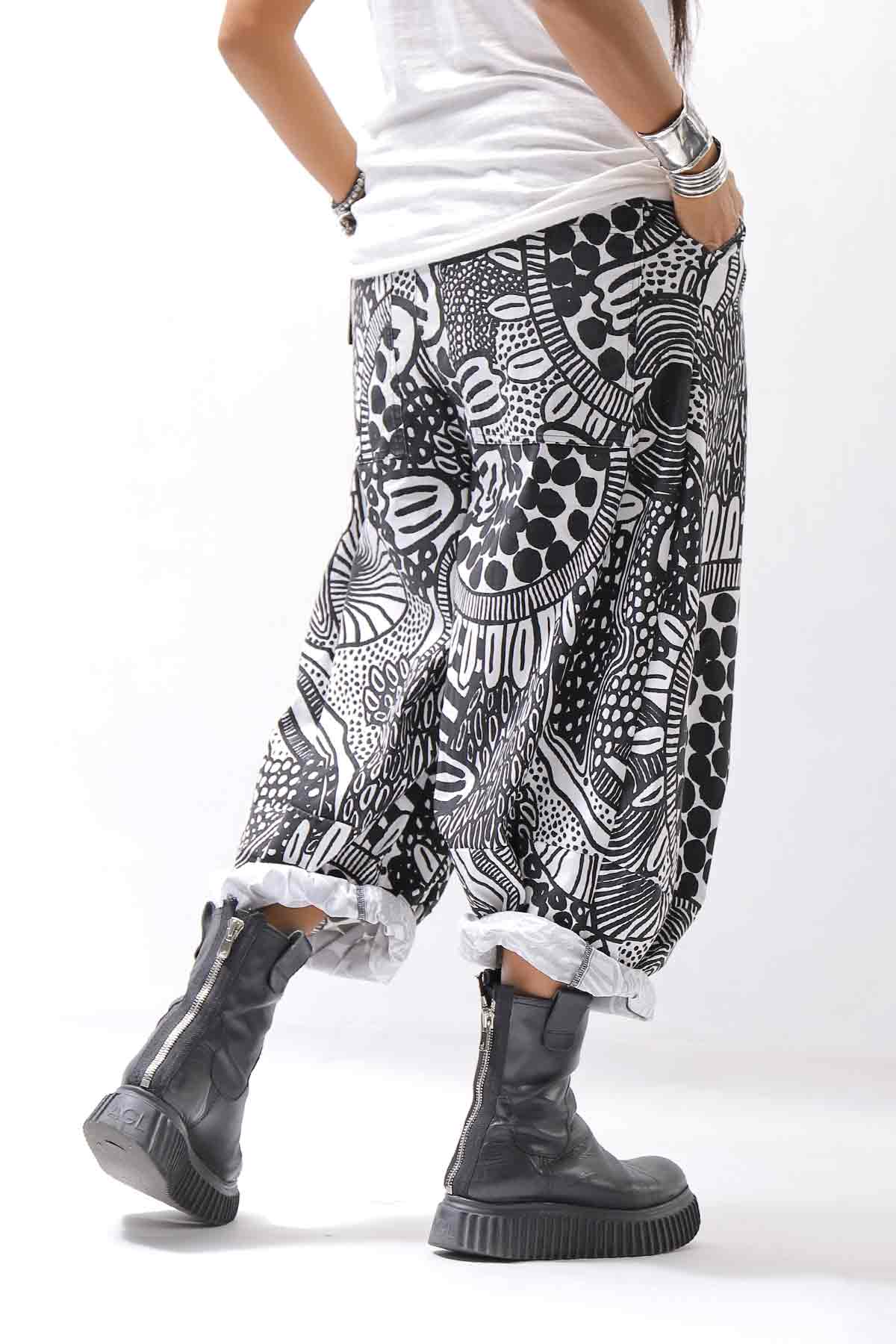 【RUNDHOLZ】 UNISEX ART PRINTED STRETCH PANTS _BLACK PRINT