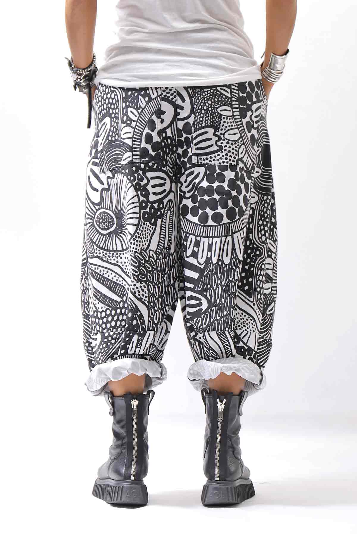 【RUNDHOLZ】 UNISEX ART PRINTED STRETCH PANTS _BLACK PRINT