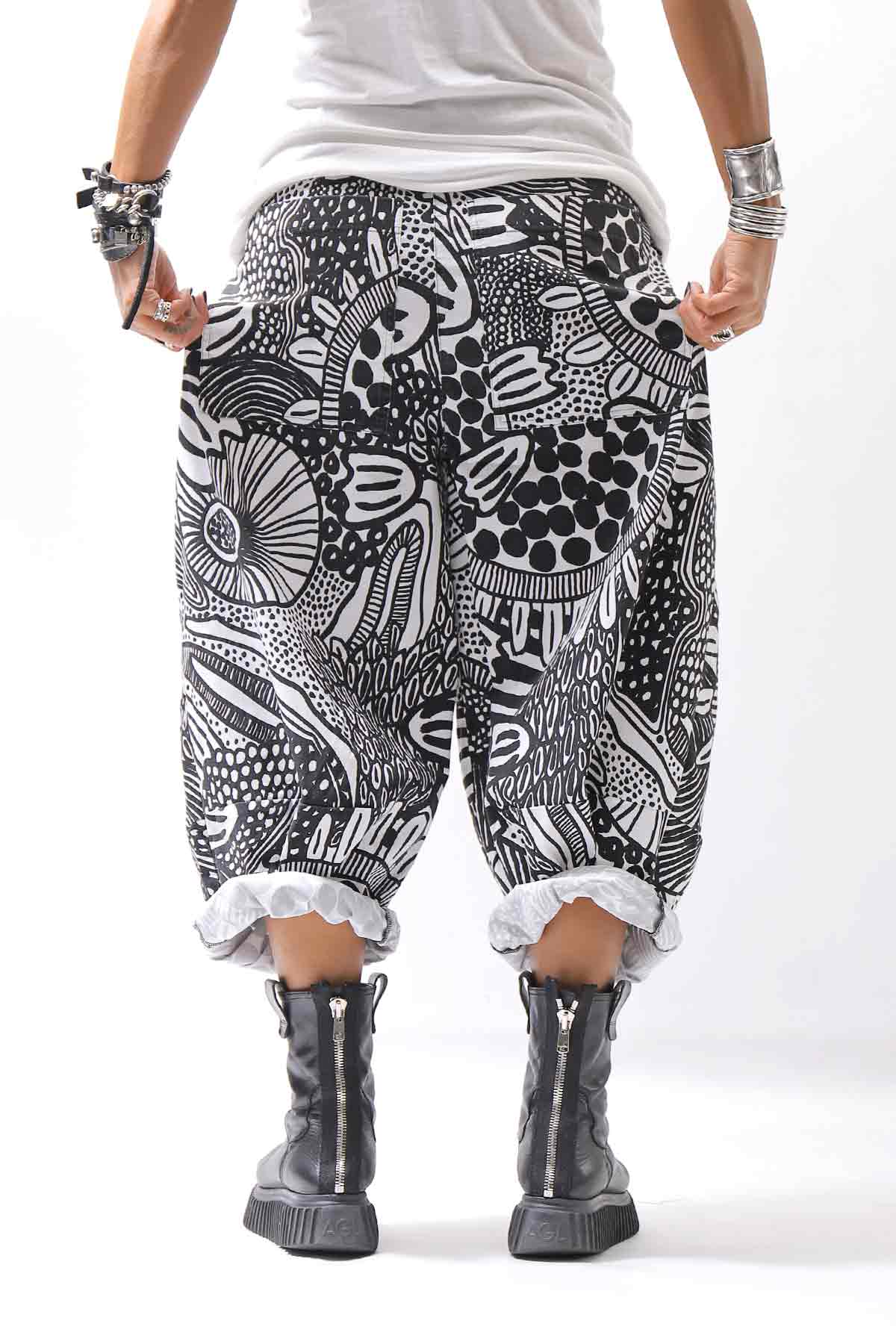 【RUNDHOLZ】 UNISEX ART PRINTED STRETCH PANTS _BLACK PRINT