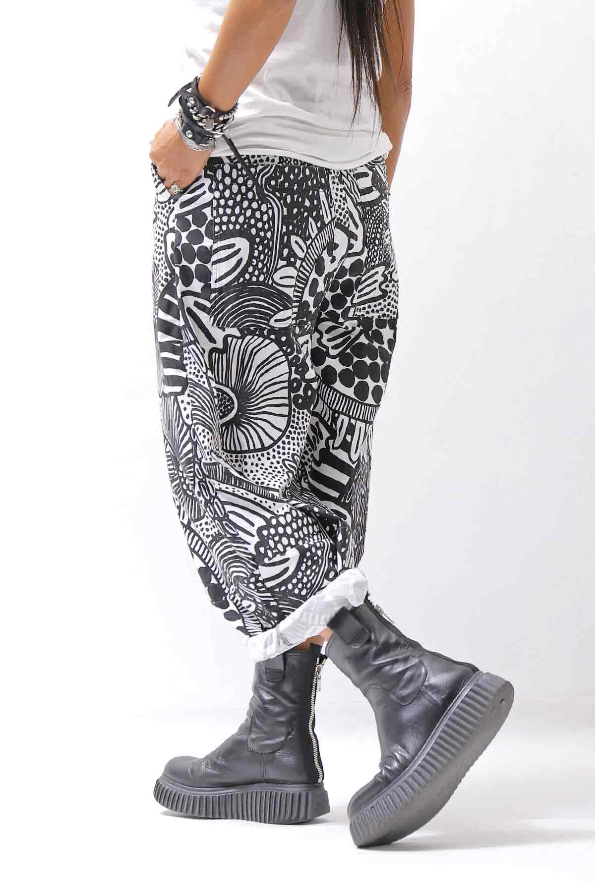 【RUNDHOLZ】 UNISEX ART PRINTED STRETCH PANTS _BLACK PRINT