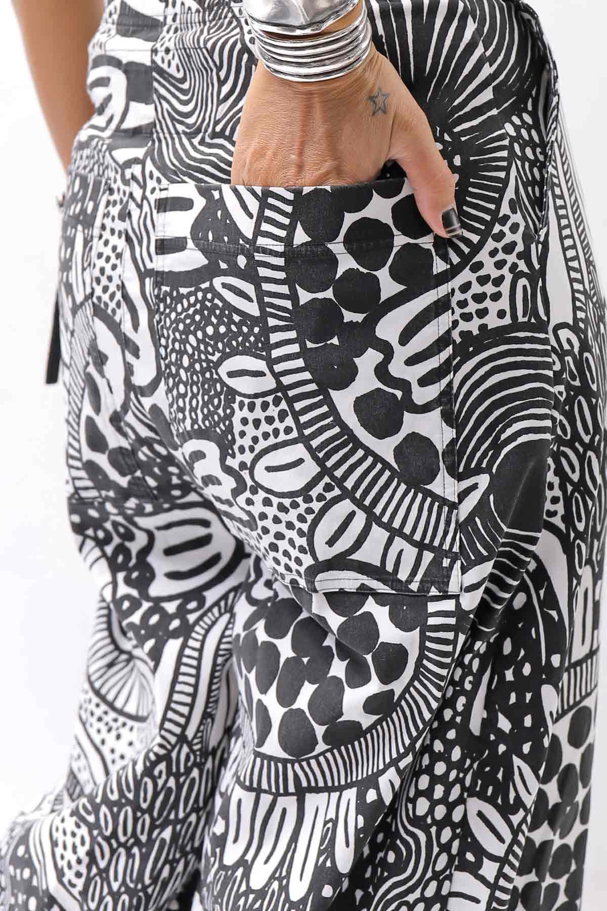 【RUNDHOLZ】 UNISEX ART PRINTED STRETCH PANTS _BLACK PRINT