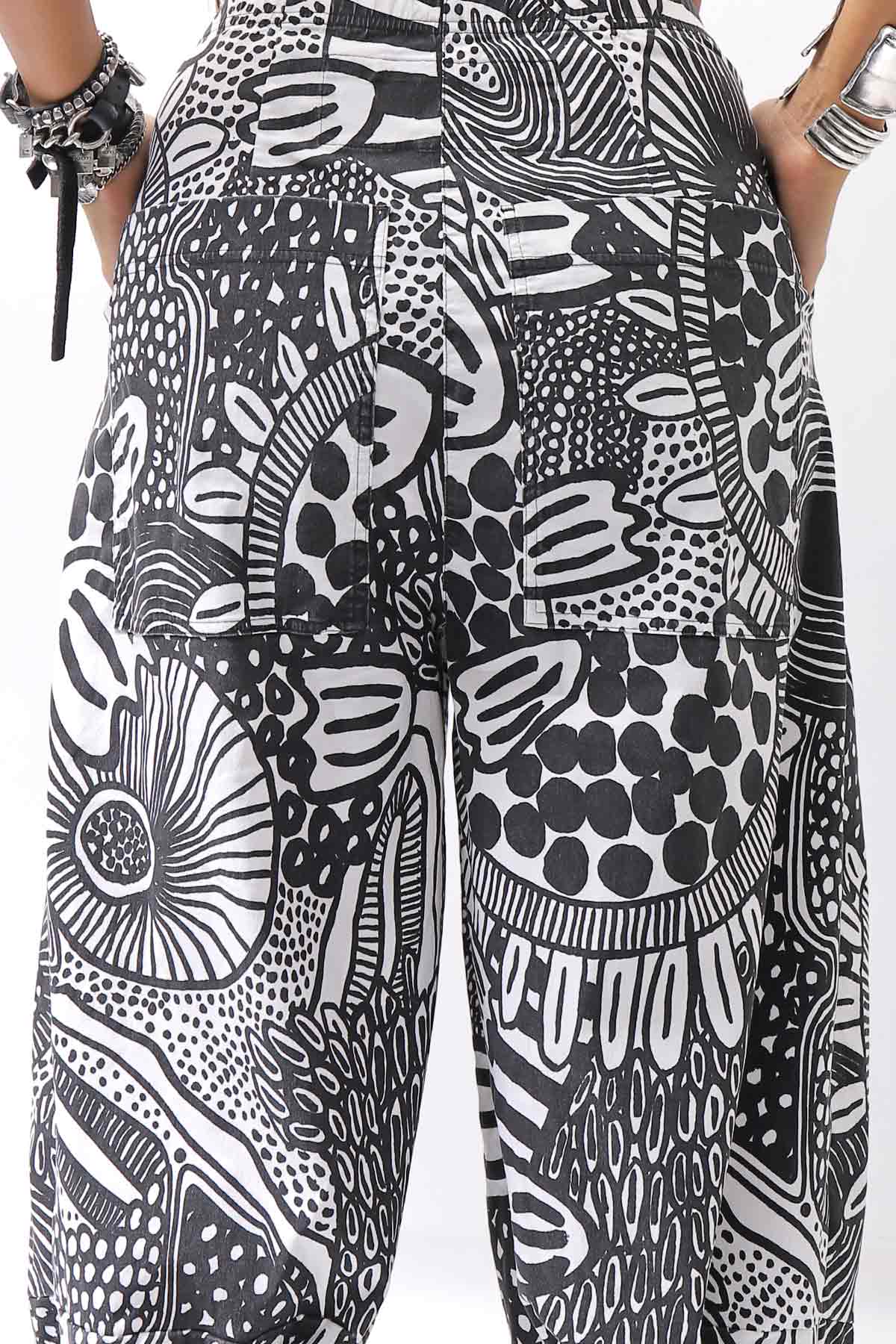 【RUNDHOLZ】 UNISEX ART PRINTED STRETCH PANTS _BLACK PRINT