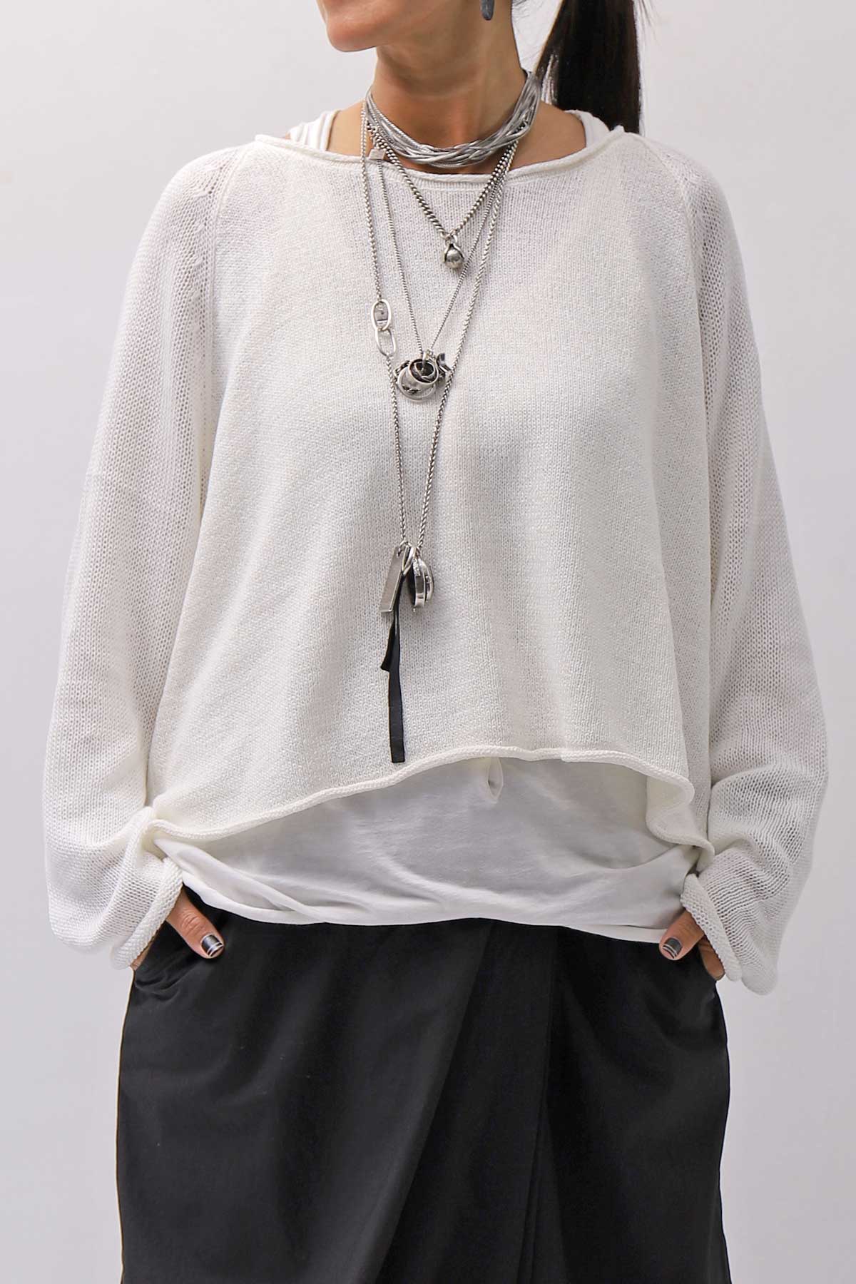 【RUNDHOLZ】 LINEN&amp;COTTON KNIT TOPS _OFF WHITE