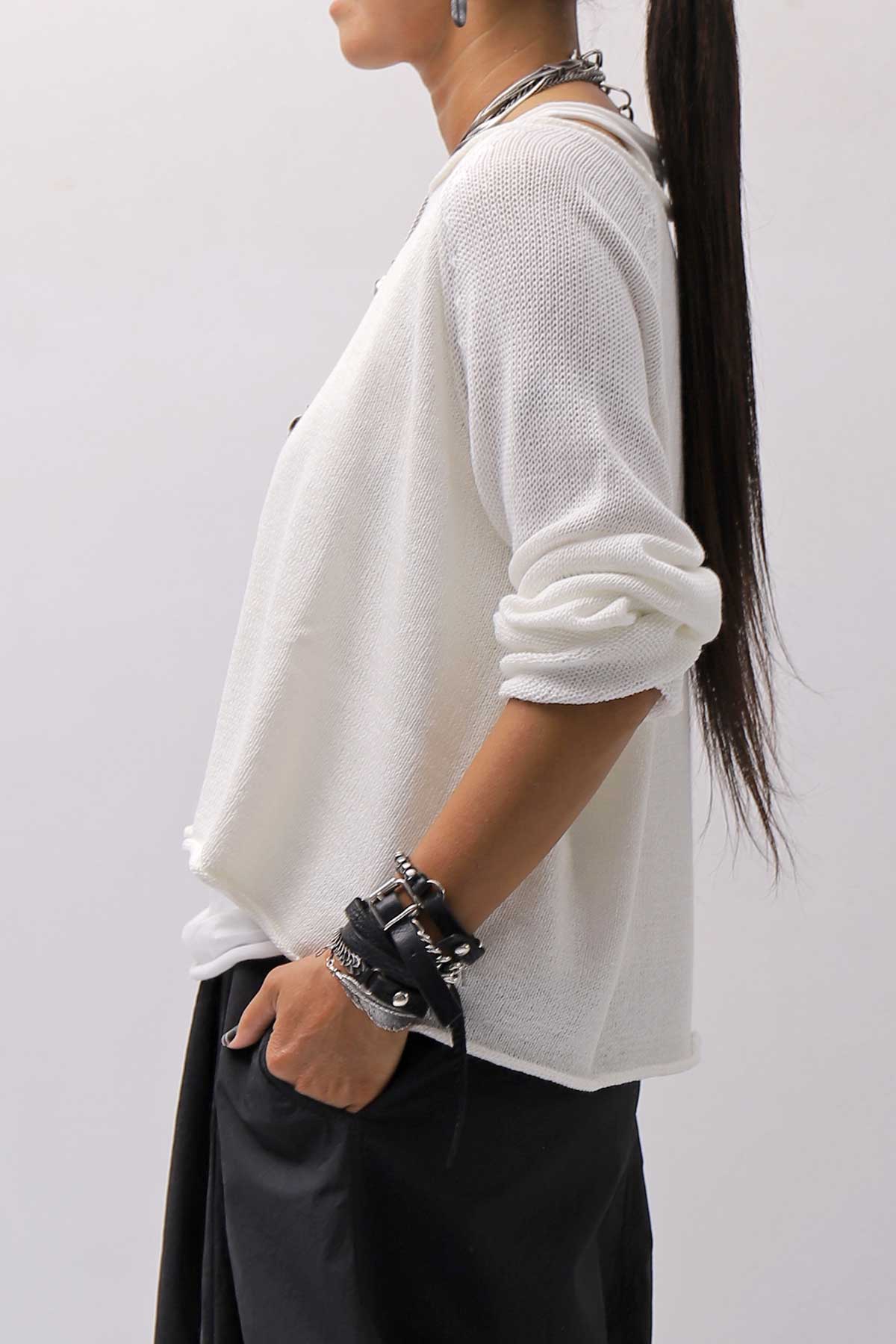 【RUNDHOLZ】 LINEN&amp;COTTON KNIT TOPS _OFF WHITE