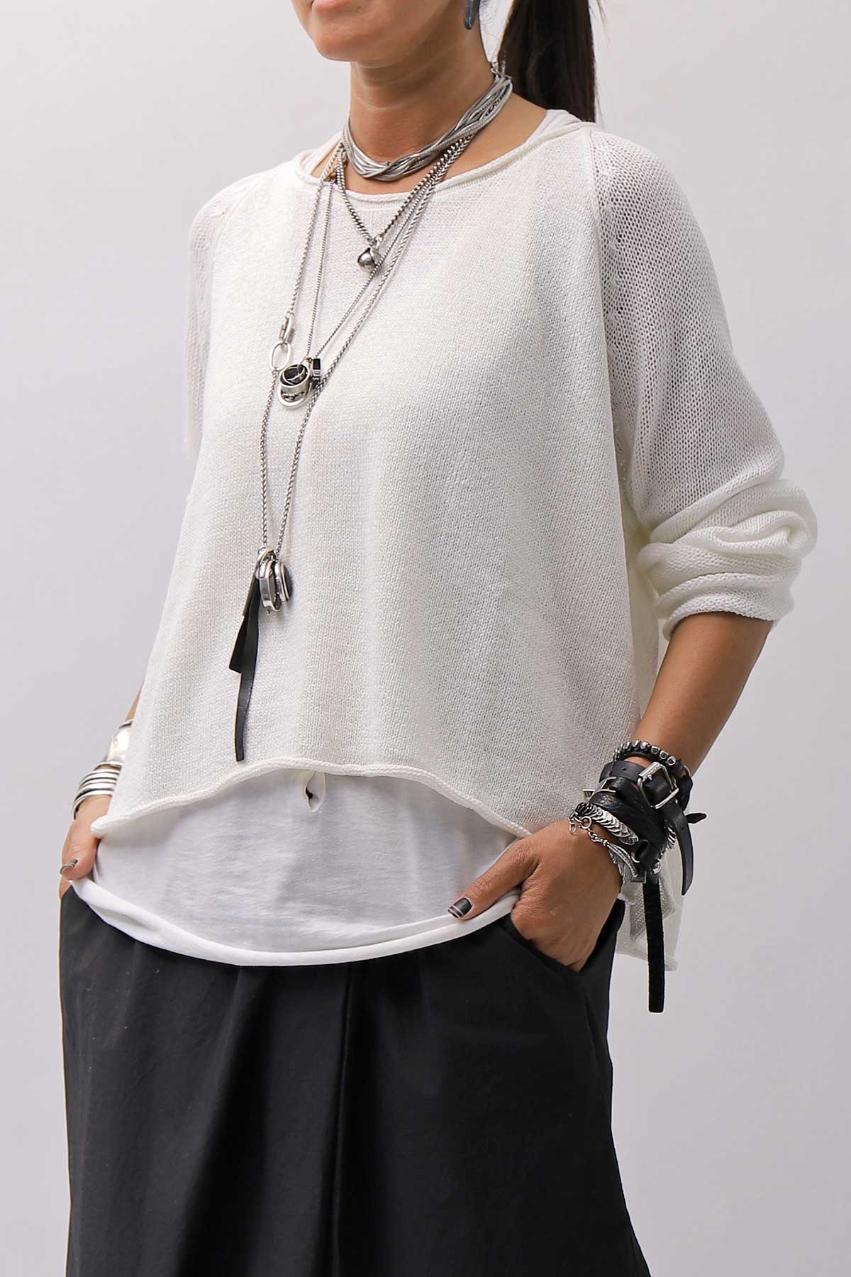 【RUNDHOLZ】 LINEN&amp;COTTON KNIT TOPS _OFF WHITE