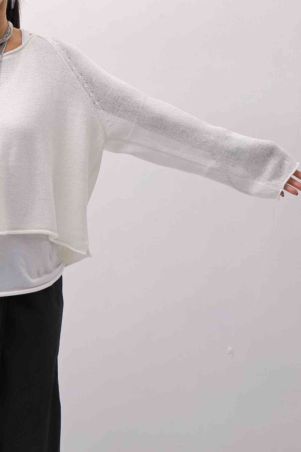 【RUNDHOLZ】 LINEN&amp;COTTON KNIT TOPS _OFF WHITE