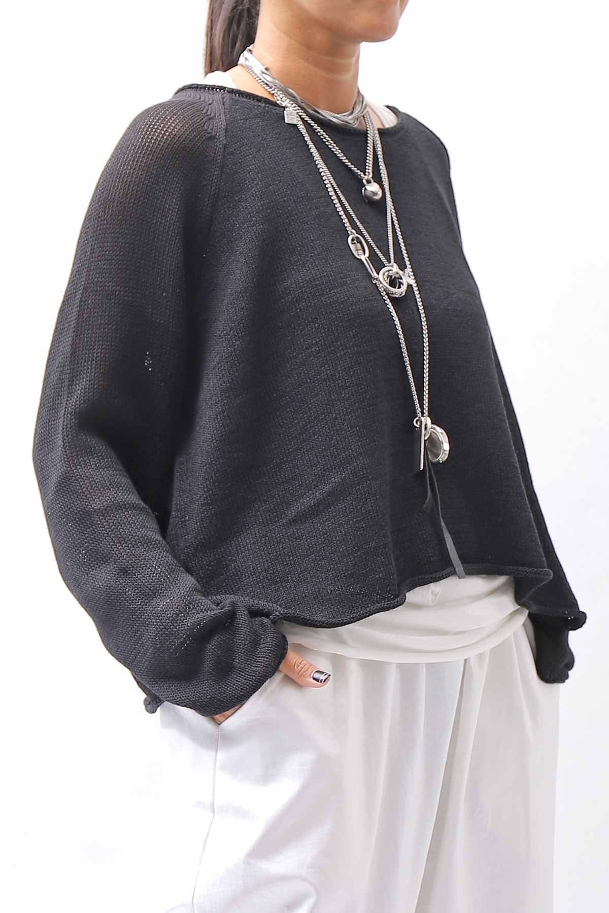 【RUNDHOLZ】 LINEN&amp;COTTON KNIT TOPS _BLACK