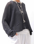 【RUNDHOLZ】 LINEN&COTTON KNIT TOPS _BLACK