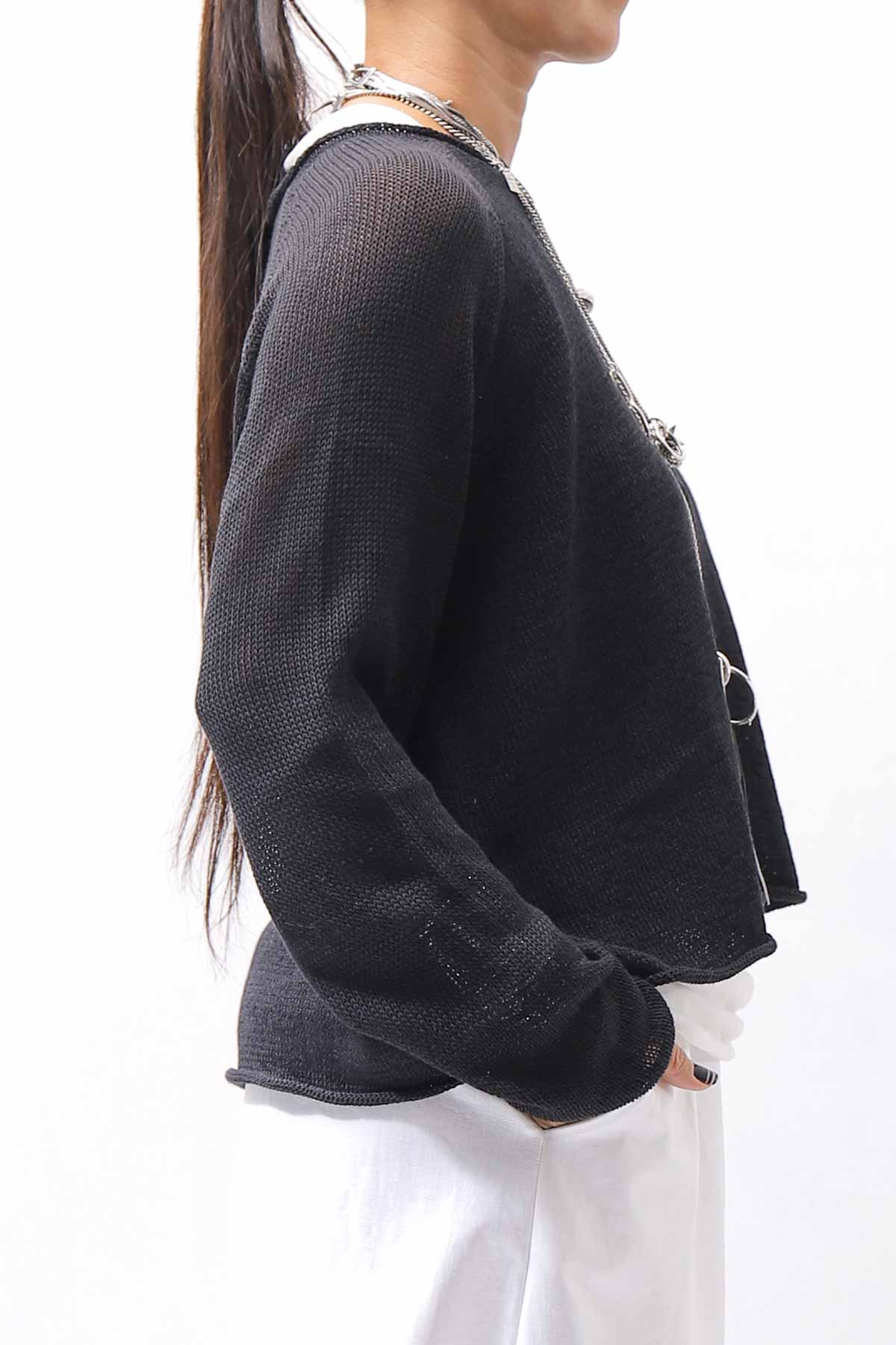 【RUNDHOLZ】 LINEN&amp;COTTON KNIT TOPS _BLACK