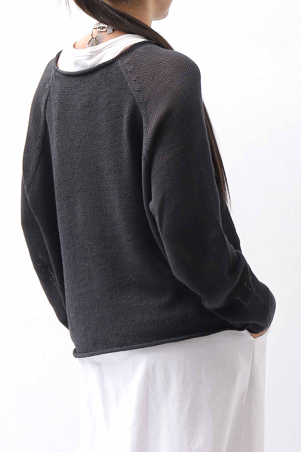 【RUNDHOLZ】 LINEN&amp;COTTON KNIT TOPS _BLACK